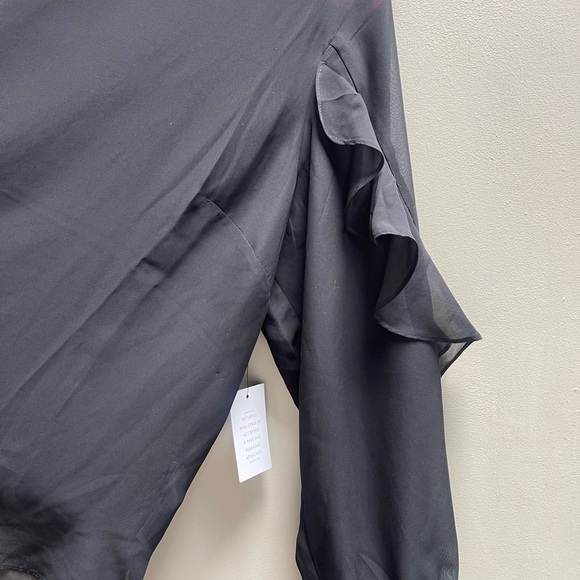 eloquii NWT Sheer Black blouse with Ruffle Sleeves Plus Size - Picture 2 of 2